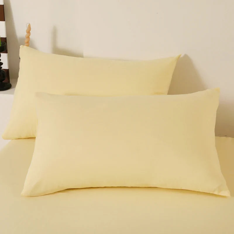 2pcs Pillow Case Decorative Cotton Pillowcase Envelope Style Solid Color Home One Pair Cushion Cover 48X74cm