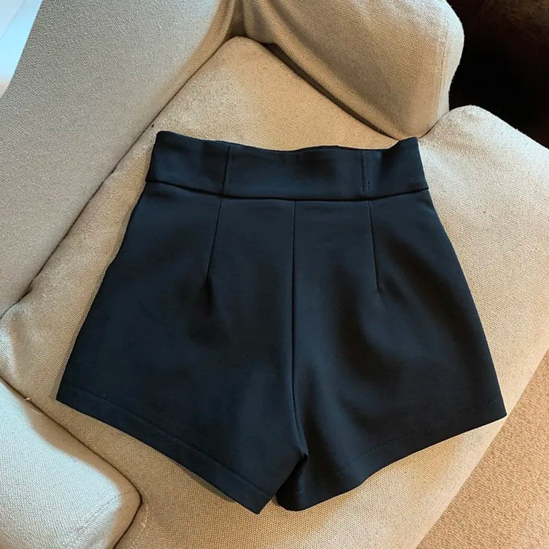 High Waist Solid Shorts For Women