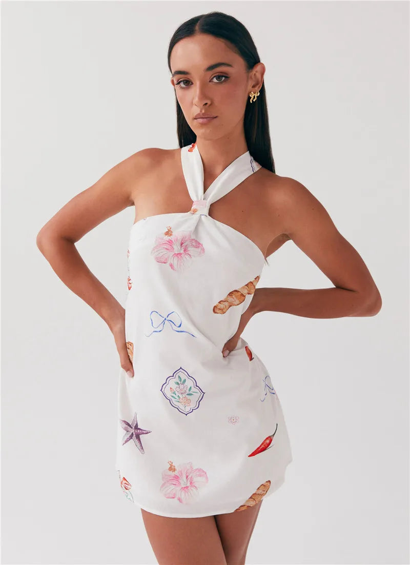Printed Floral Halter Mini Dress