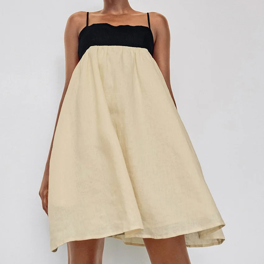 Contrast Strap Straight Mini Dress
