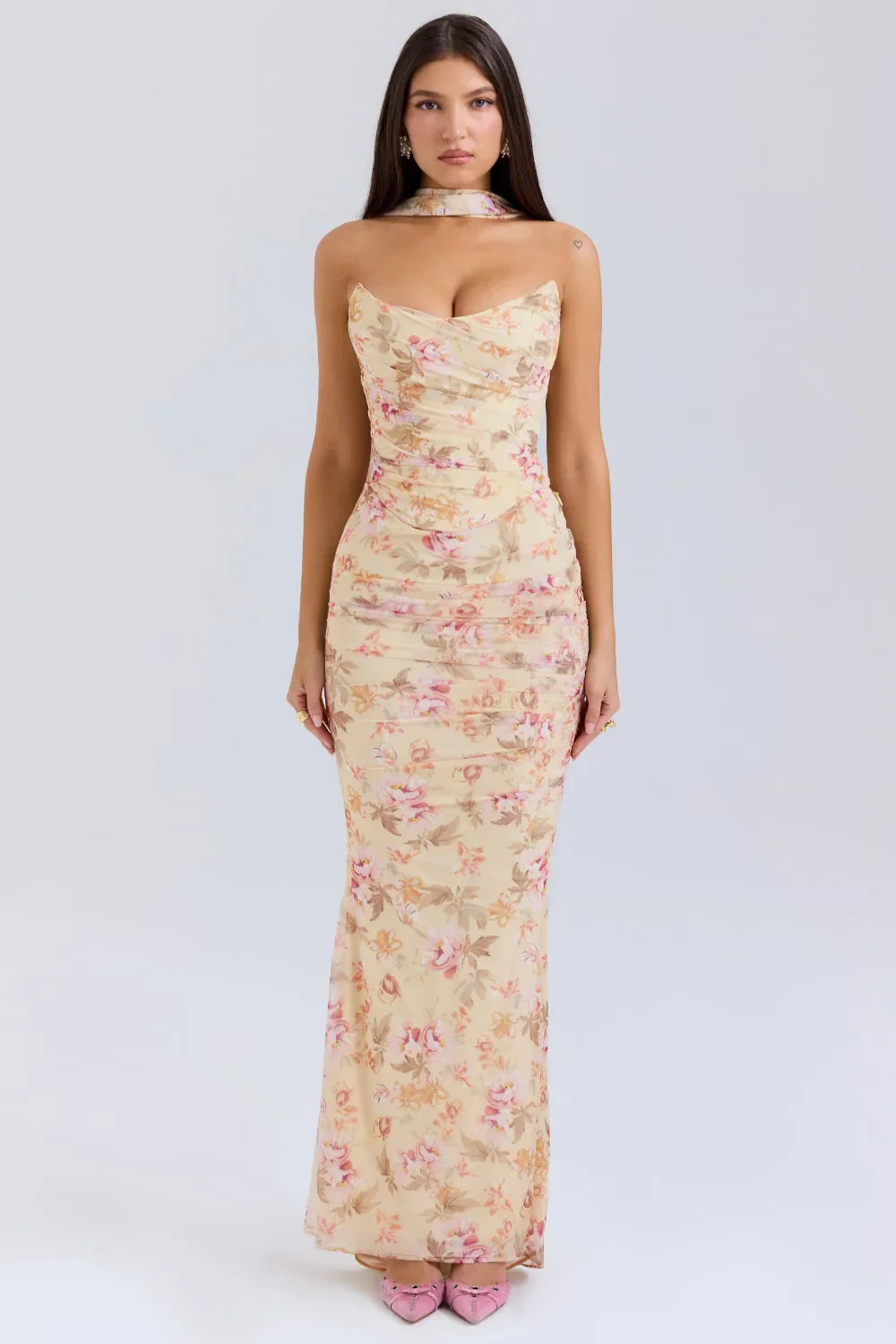 Corset Top With Mermaid Long Skirt And Scarf Set