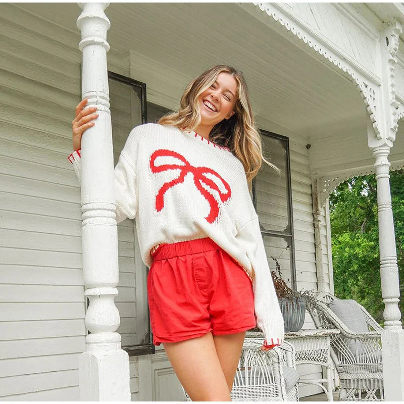 White Bowknot Sweater