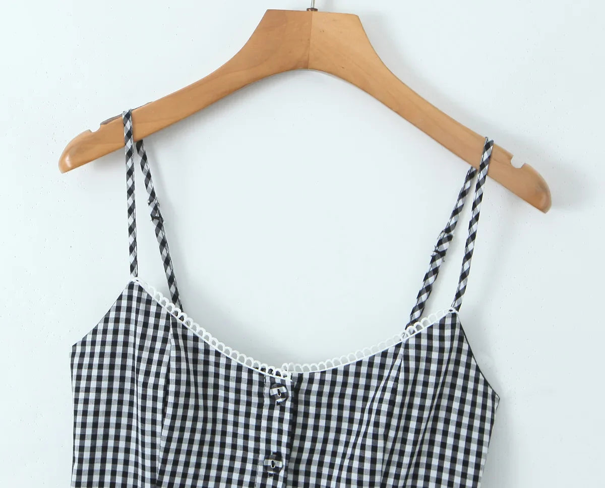 Gingham Plaid Strap Mini Dress