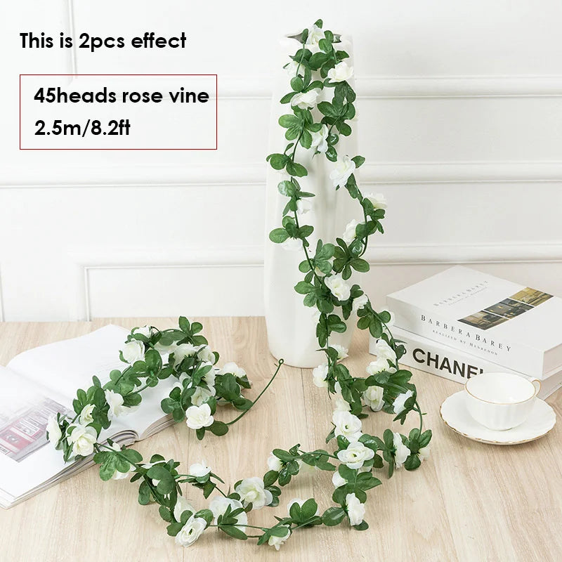 Artificial Flowers Rose Vine Hanging Silk Flower Garland for Garden Party Wedding Decor Home Christmas Decoration Fake Flower