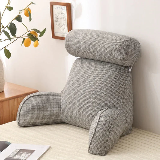 Adult Reading Pillow Ultra-Comfy Removable Linen Cover Detachable Neck Roll Unmatched Support Bed Rest Sit Up Pillows