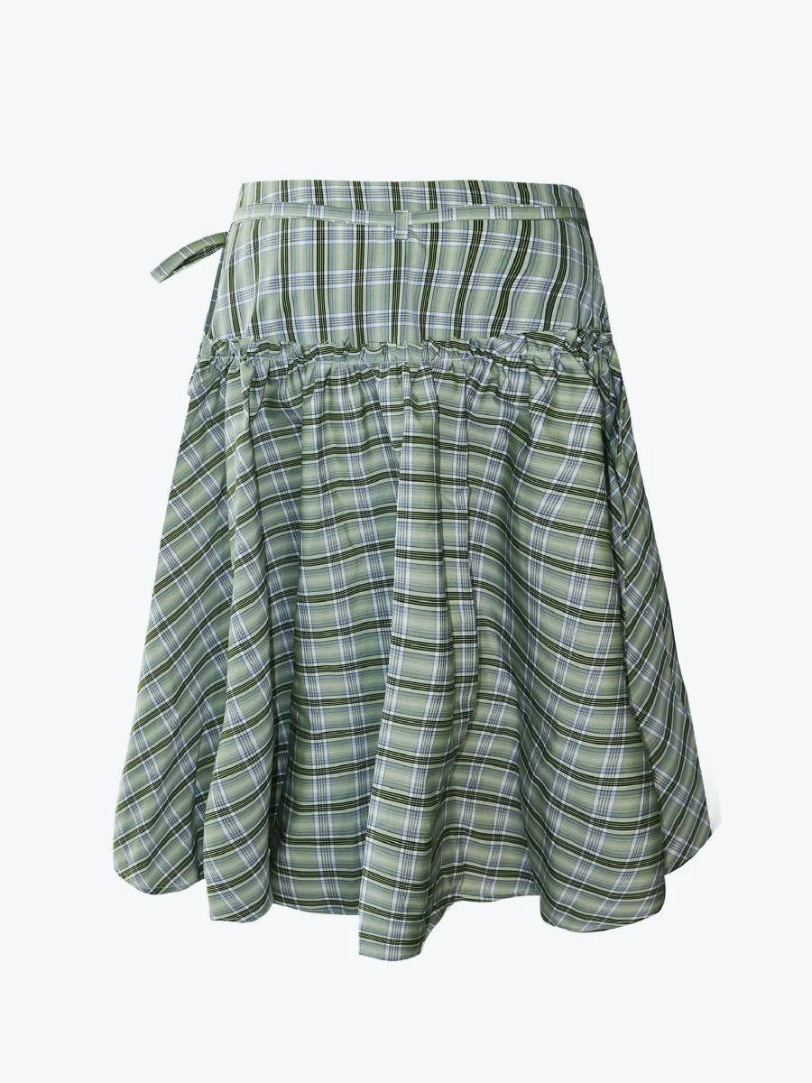 Low Rise Plaid Midi Skirt