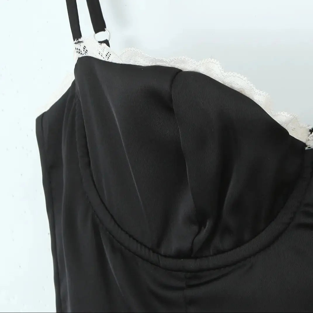 Satin Corset Tulle Flare Mini Dress