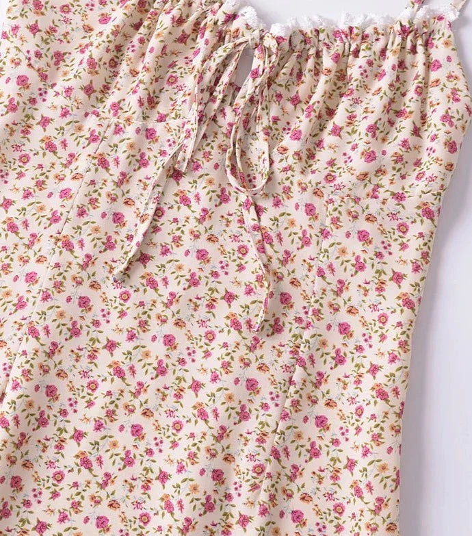 Flower Print Ruched Cami Mini Dress