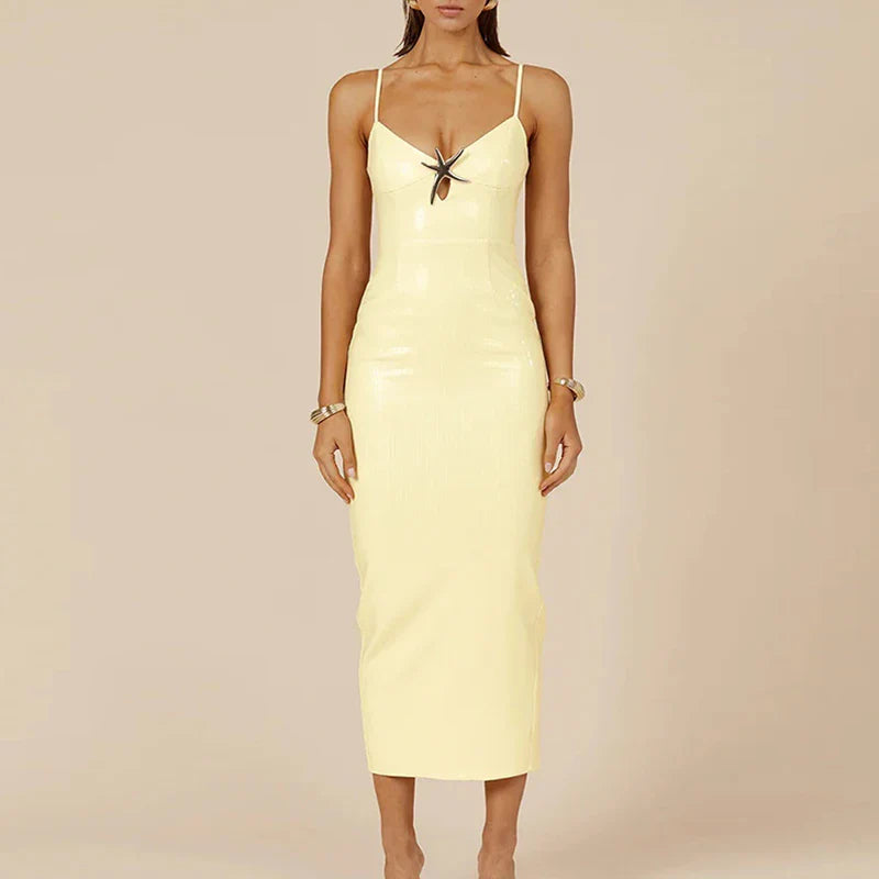 Ombre Sequin Strap Midi Dress