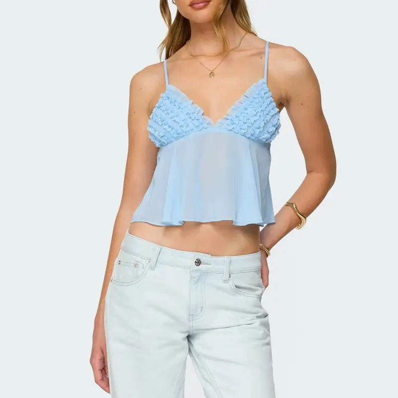 Blue Ruffles Cami Top
