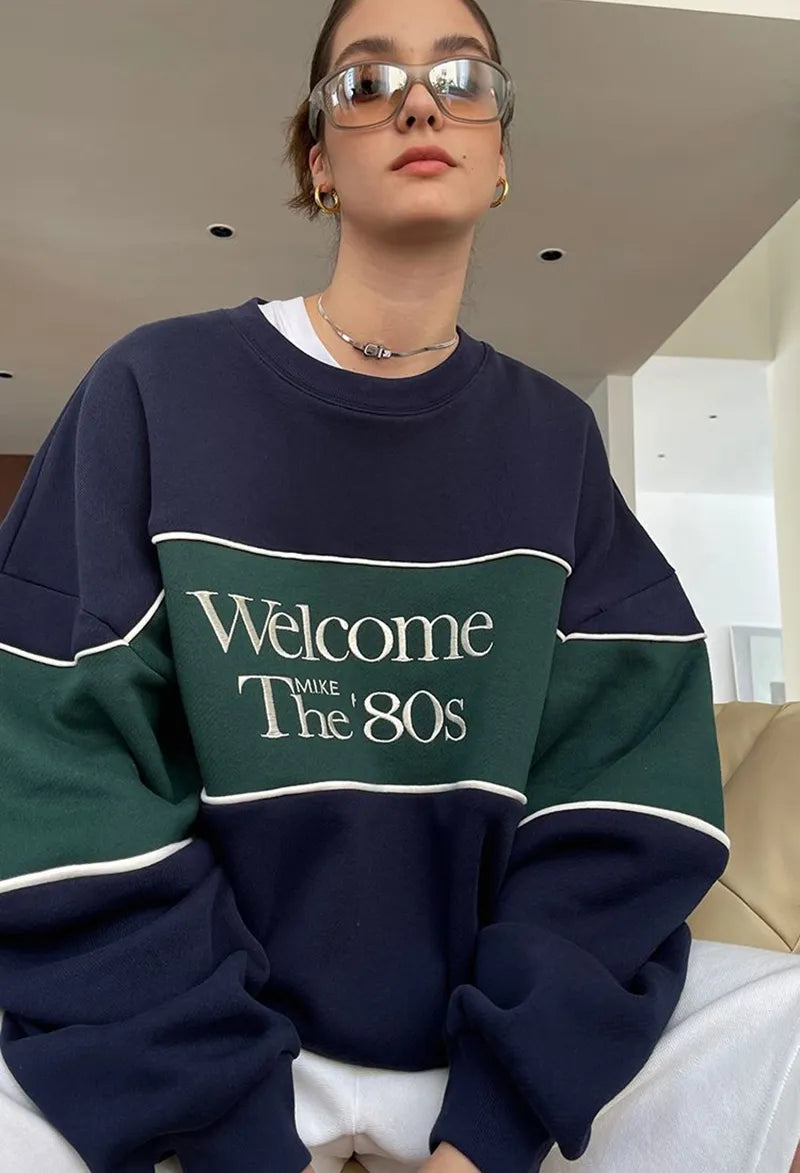 Blue Letter Print Sweatshirt
