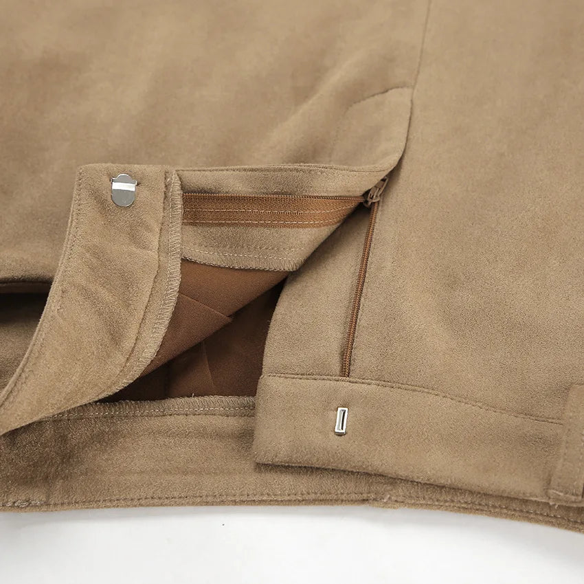 Sued Brown Maxi Skirt