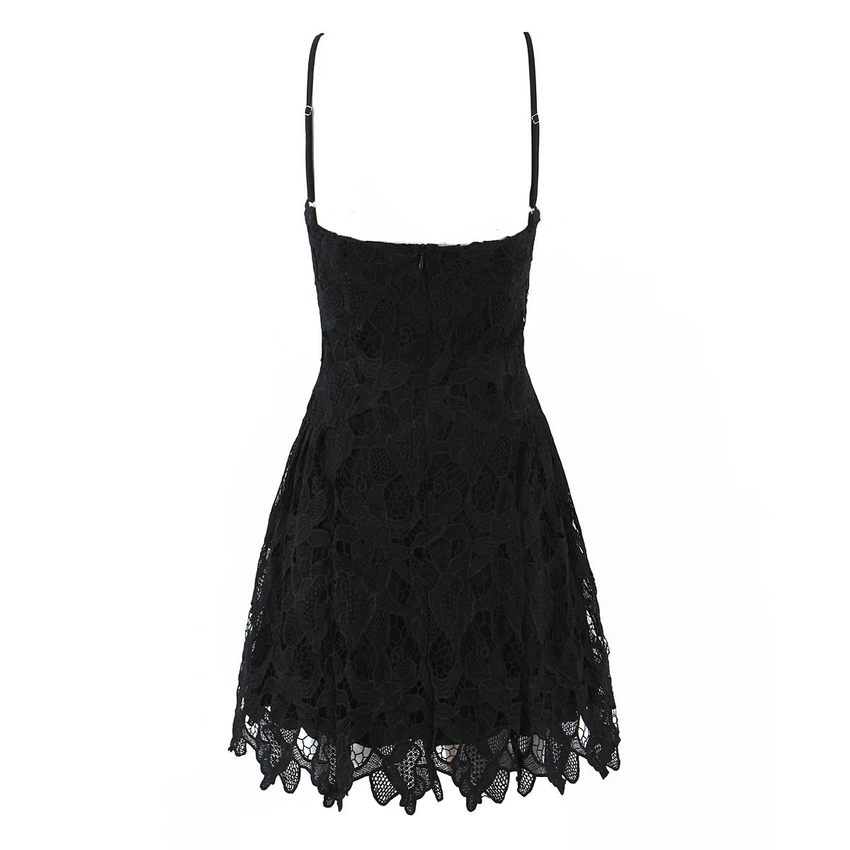 Lace Embroidered Spaghetti Strap Mini Dress