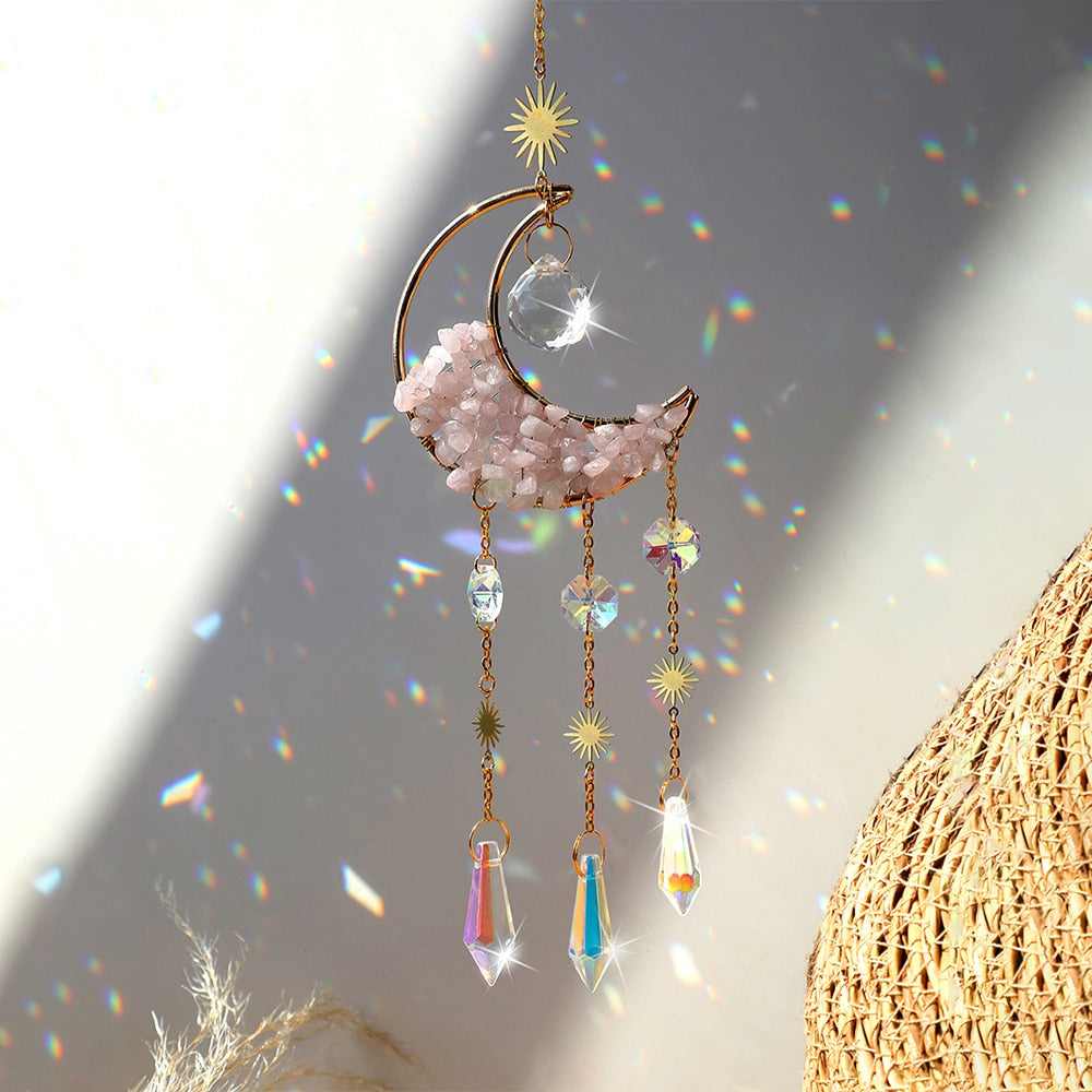 Moon Crystal Prism Stained Glass Ball Sun Catcher Rainbow Maker Home Window Garden Decor Light Catcher Christmas Gift