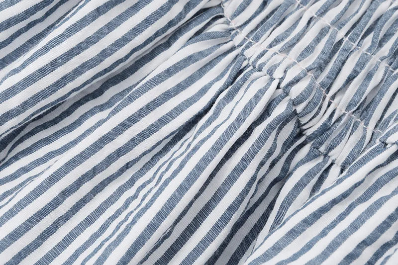 Blue Striped Ruched Mini Dress â€?Stretchy Fit