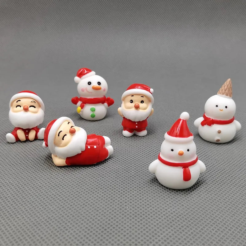 Miniature Christmas Tree Santa Claus Snowmen Gift Box Terrarium Accessories Fairy Garden Figurines Dollhouse Decor