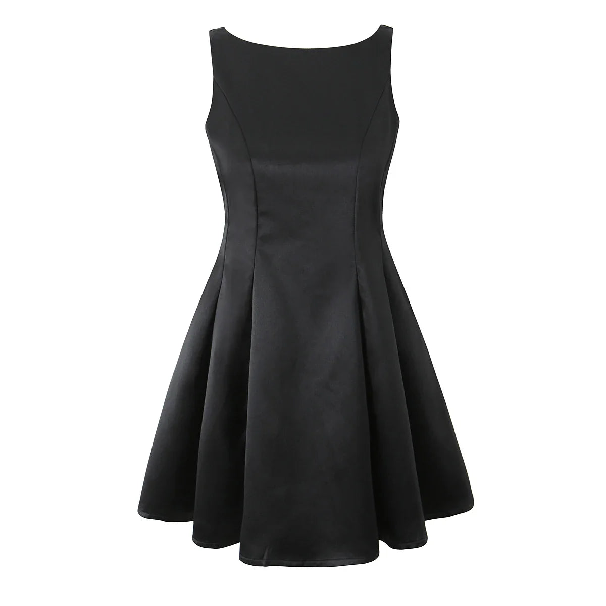 Satin V-cut Back Pleated Mini Dress