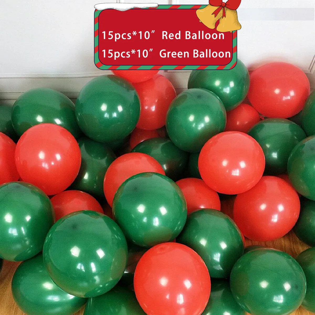 30pcs Christmas Latex Balloon 10inch Golden Green Red Confetti Balloons For Christmas New Year Party Decoration