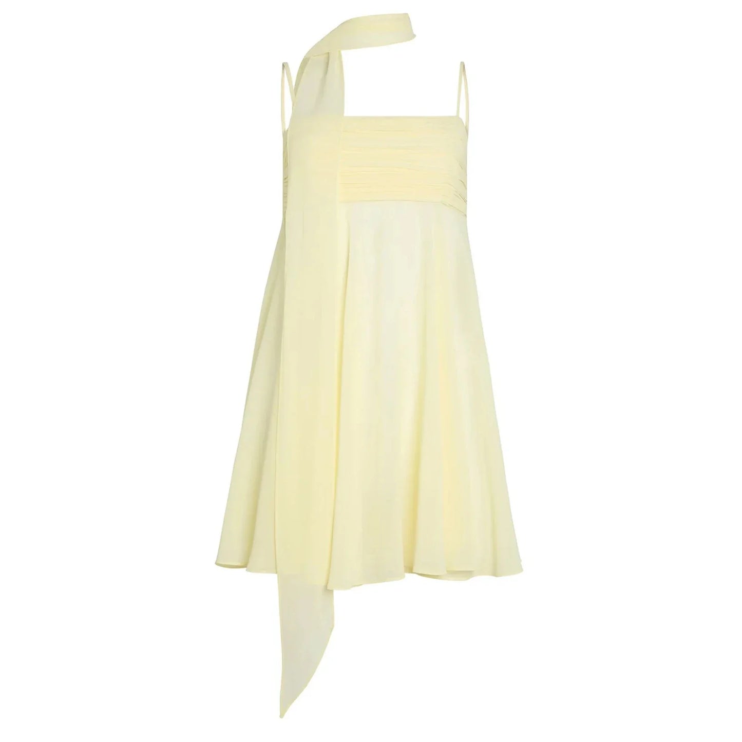 Spaghetti Strap Mesh Mini A-line Dress with Scarf