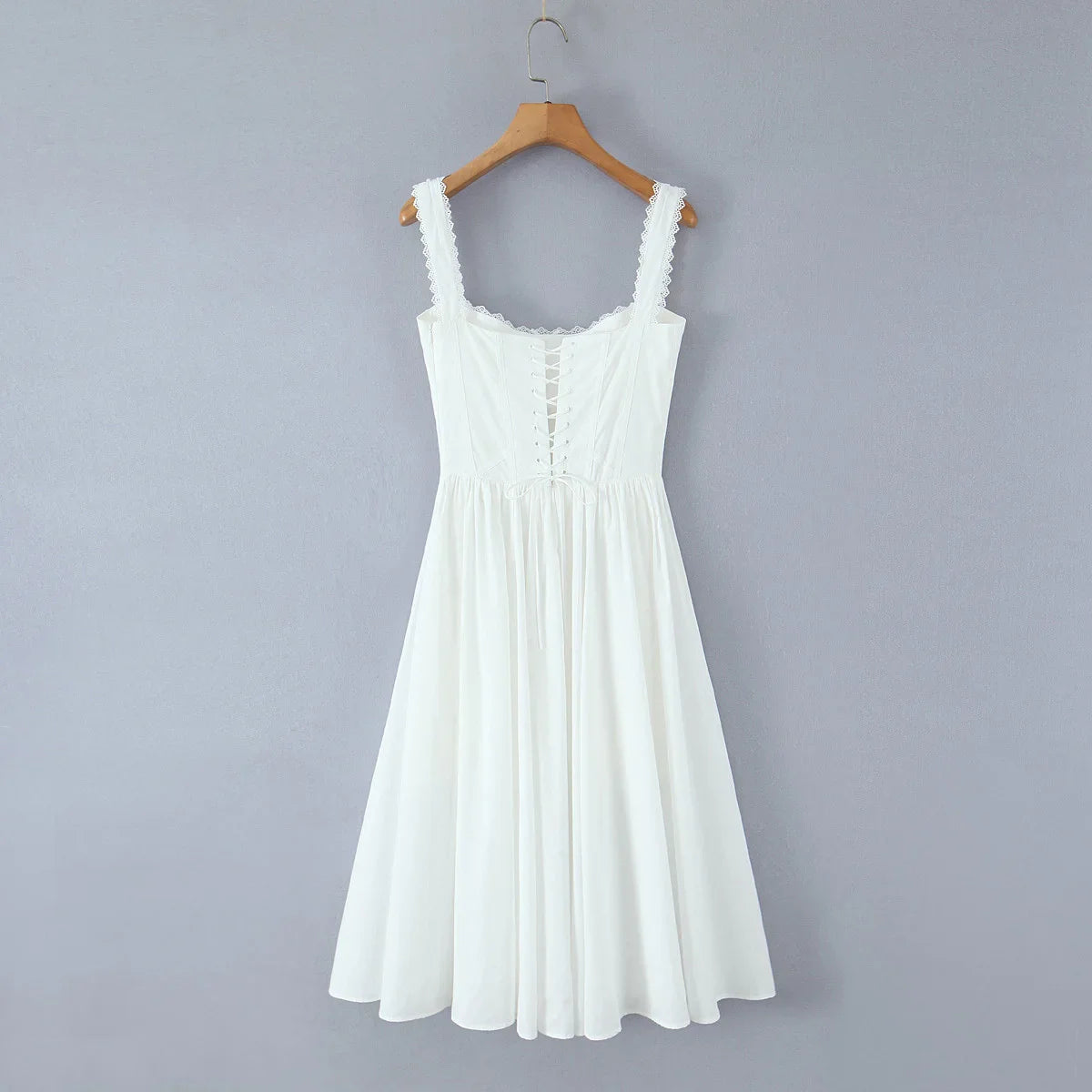 Back Lace Up Strap Midi Dress