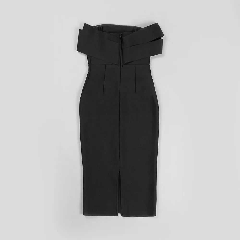 Strapless Bandage Off-shoulder Midi Dress