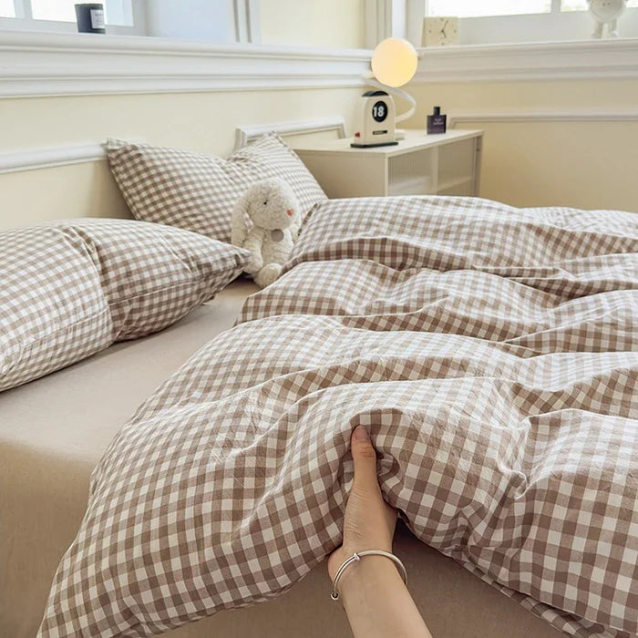 Class A Pure Cotton Printed Checkered Quilt Cover All-cotton Yarn-dyed Washed Single Duvet Cover 160x210 Bedding