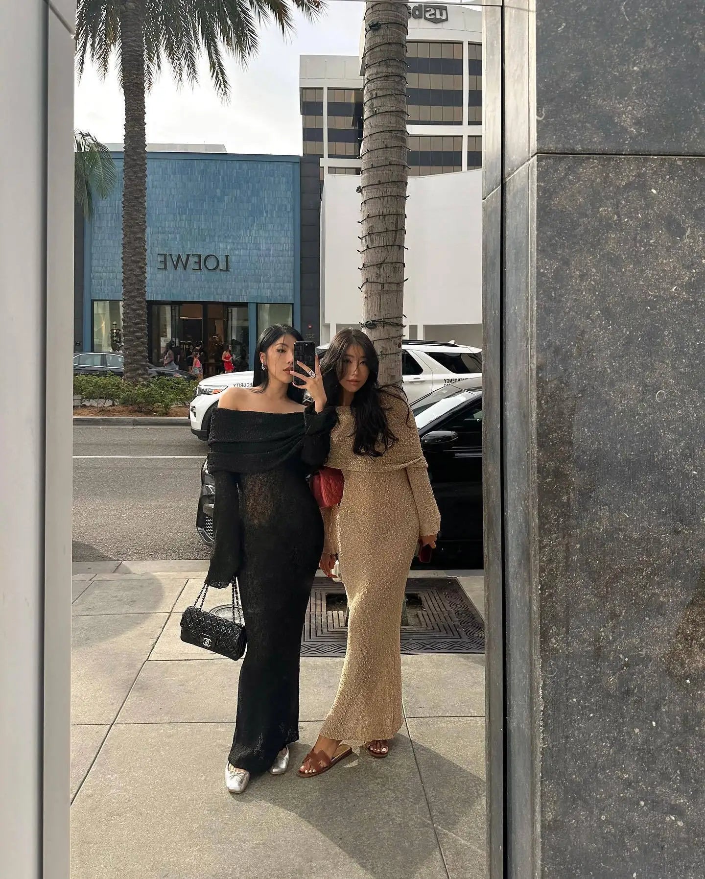 Knit Off-Shoulder Long Sleeve Maxi Dress