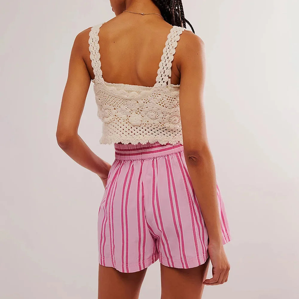 Effortless Mid-Waist Elastic Shorts - Multi-Color Summer Comfort