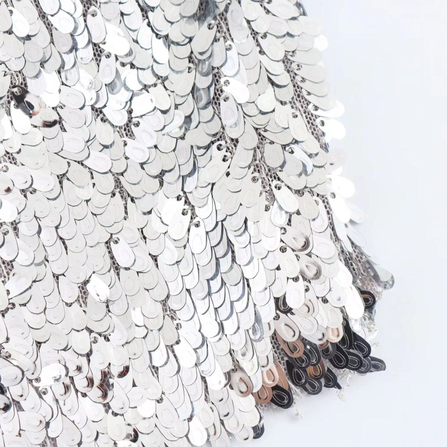Silver Sequin Cowl Neck Midi Dress