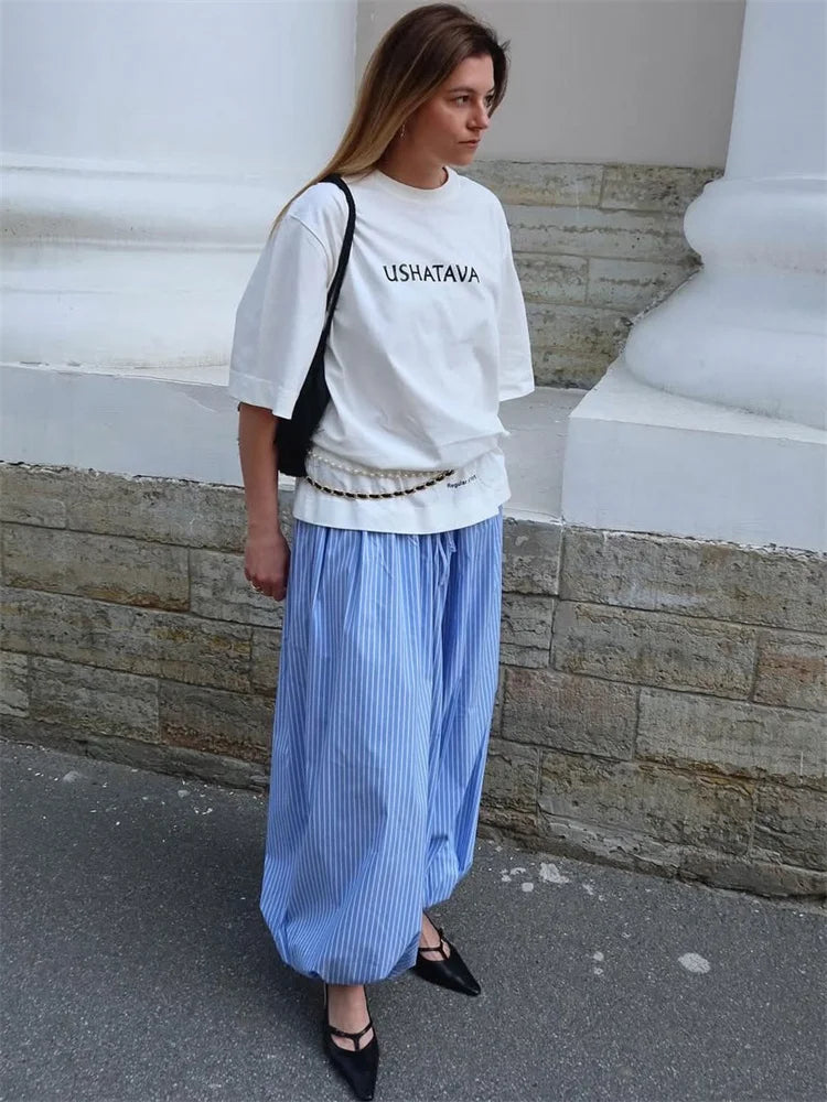 Striped Drawstring Puff Pants