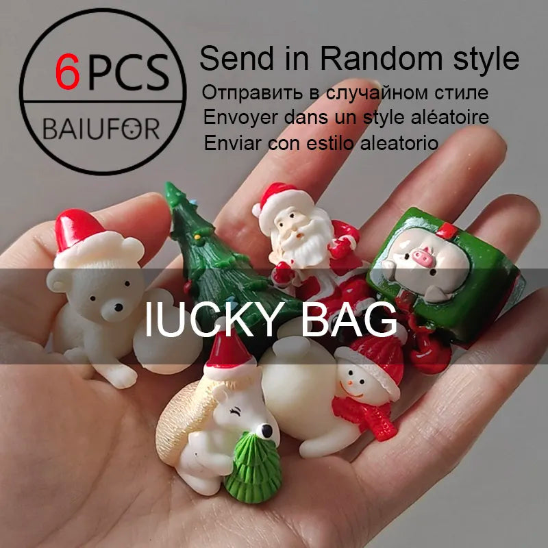 Miniature Christmas Tree Santa Claus Snowmen Gift Box Terrarium Accessories Fairy Garden Figurines Dollhouse Decor