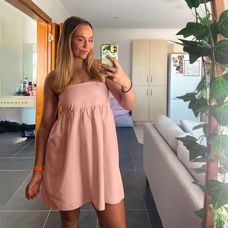 Pink Tube A-line Mini Dress