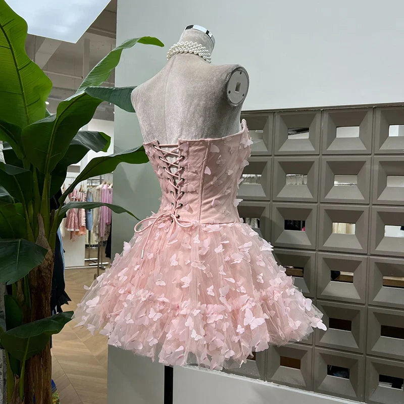 Strapless Tiered Ruffle Mini Dress