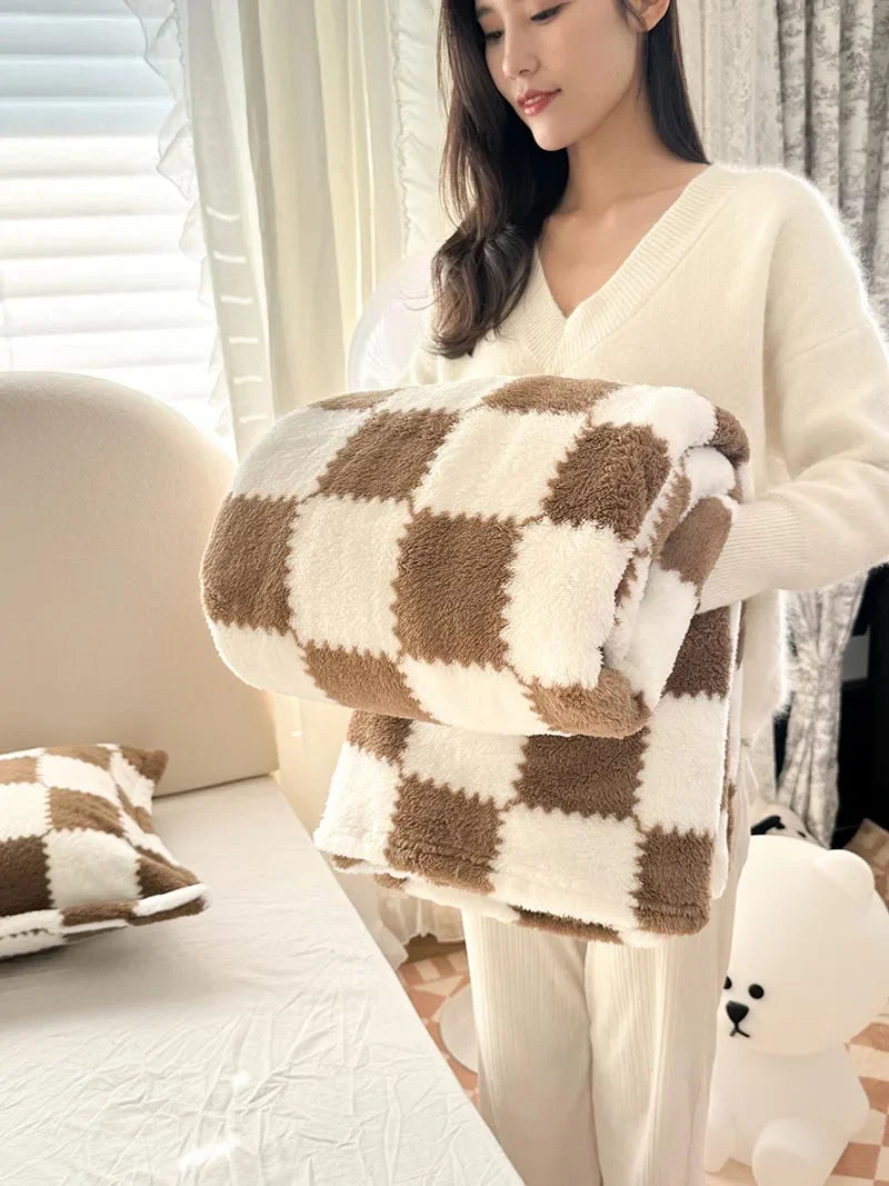 1 piece pink white flannel panda fleece soft and comfortable blanket nap blanket suitable for sofa bed sofa office suitable