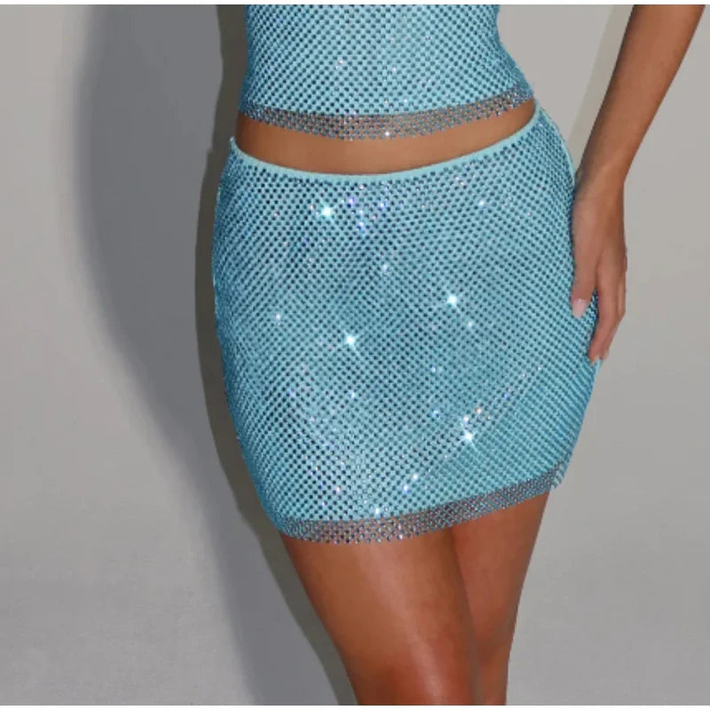 Sequin Layered Cami Top And Mini Skirt Set