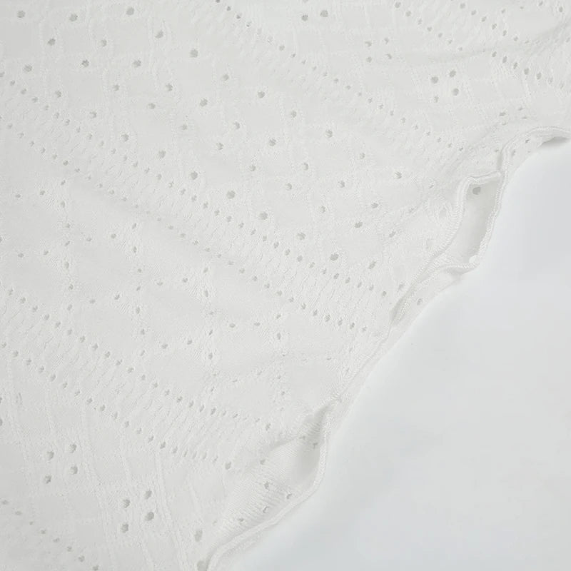 White Ribbed V-neck Top