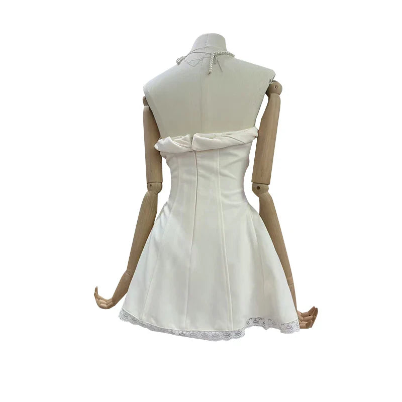 Elegant Strapless White Mini Dress