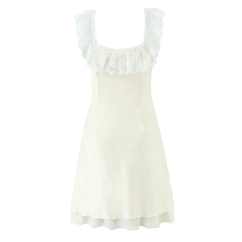 Ruffled Strap Satin Mini Dress