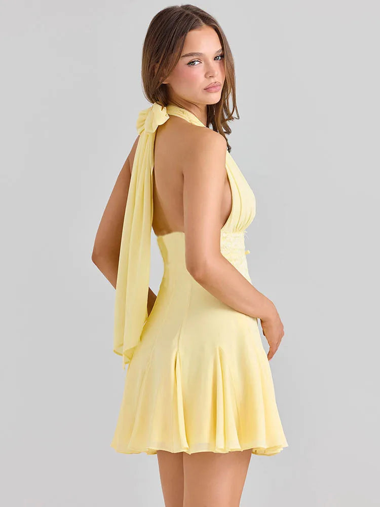 Halter Tie Up Mini Dress