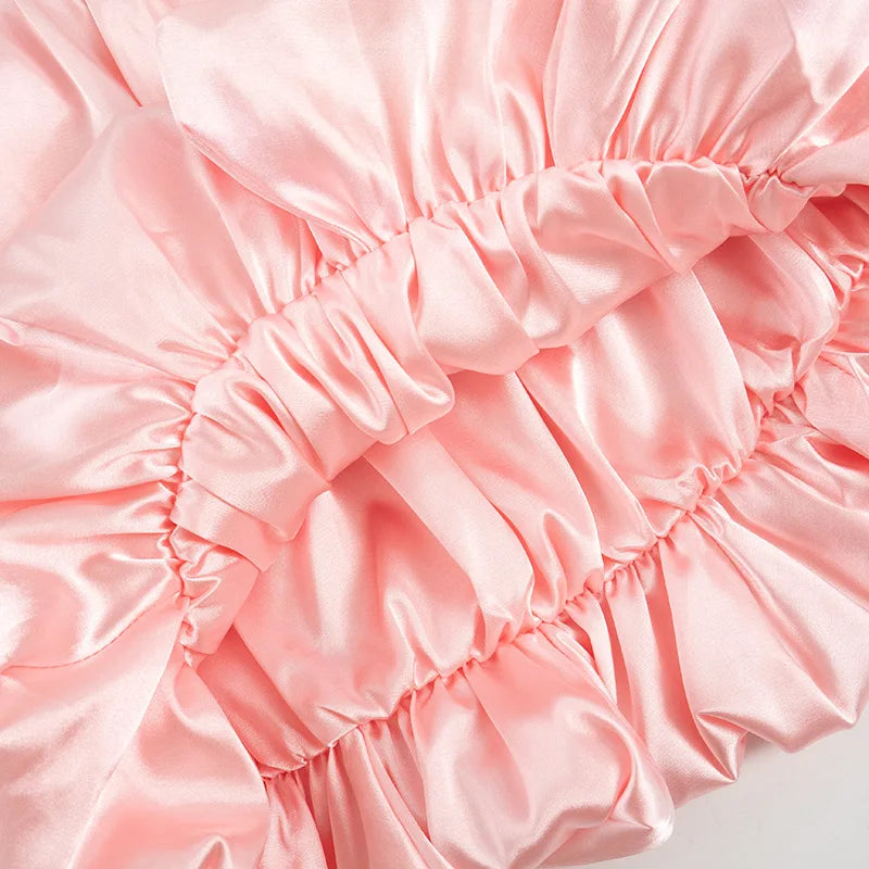 Satin Puff Low Waist Mini Skirt