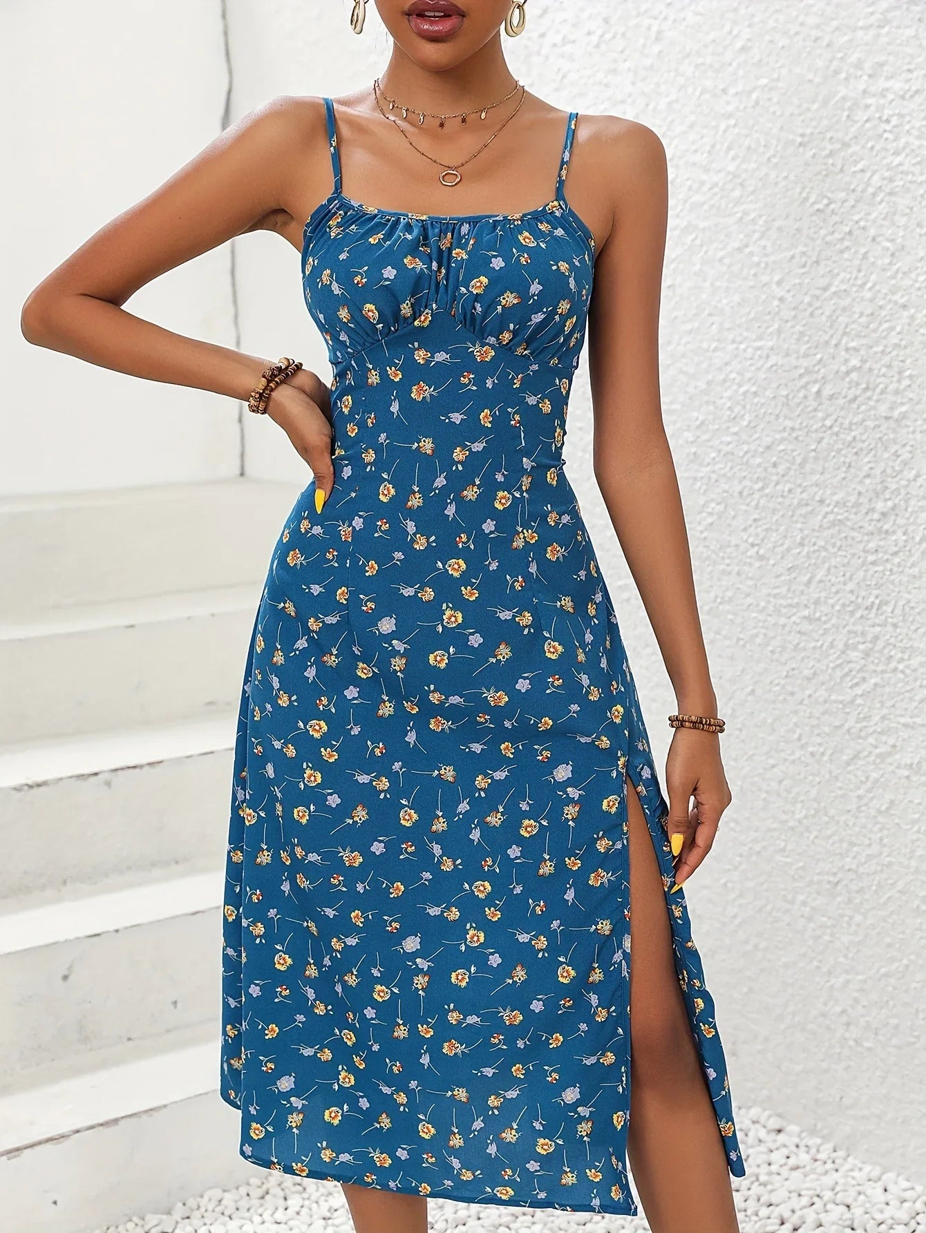 Printed Cami Tie Up Summer Midi Dress