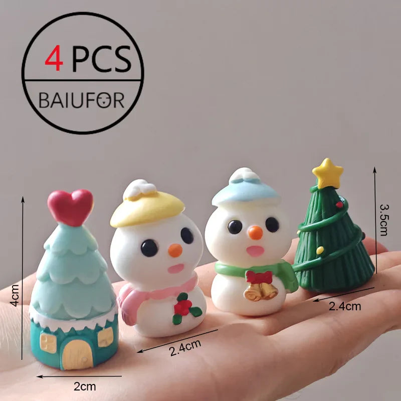 Miniature Christmas Tree Santa Claus Snowmen Gift Box Terrarium Accessories Fairy Garden Figurines Dollhouse Decor