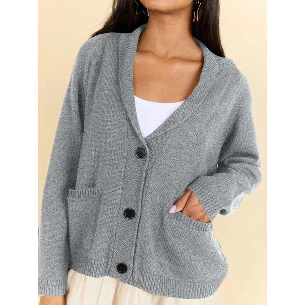 USA Ribbed Button-up Lapel V-Neck Loose Cadigan Flag Print