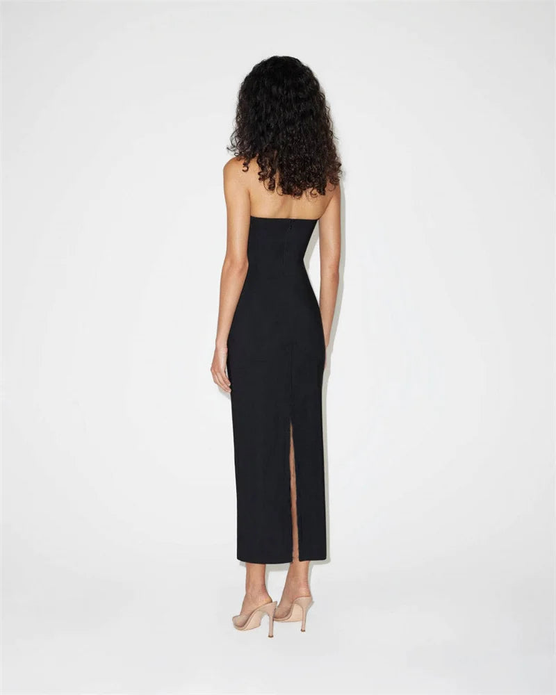 Solid Halter Bandage Maxi Dress