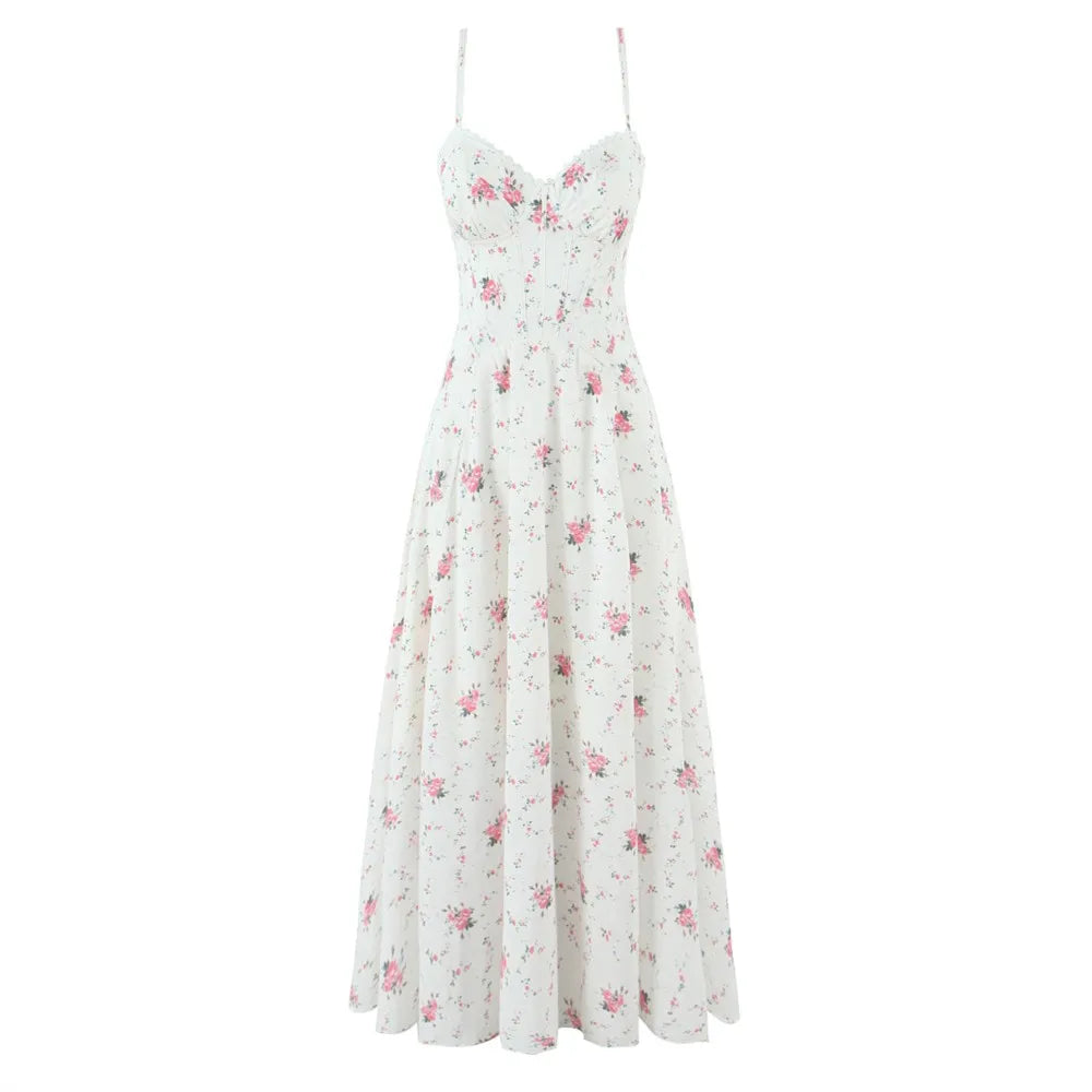 Floral Print Corset Midi Dress