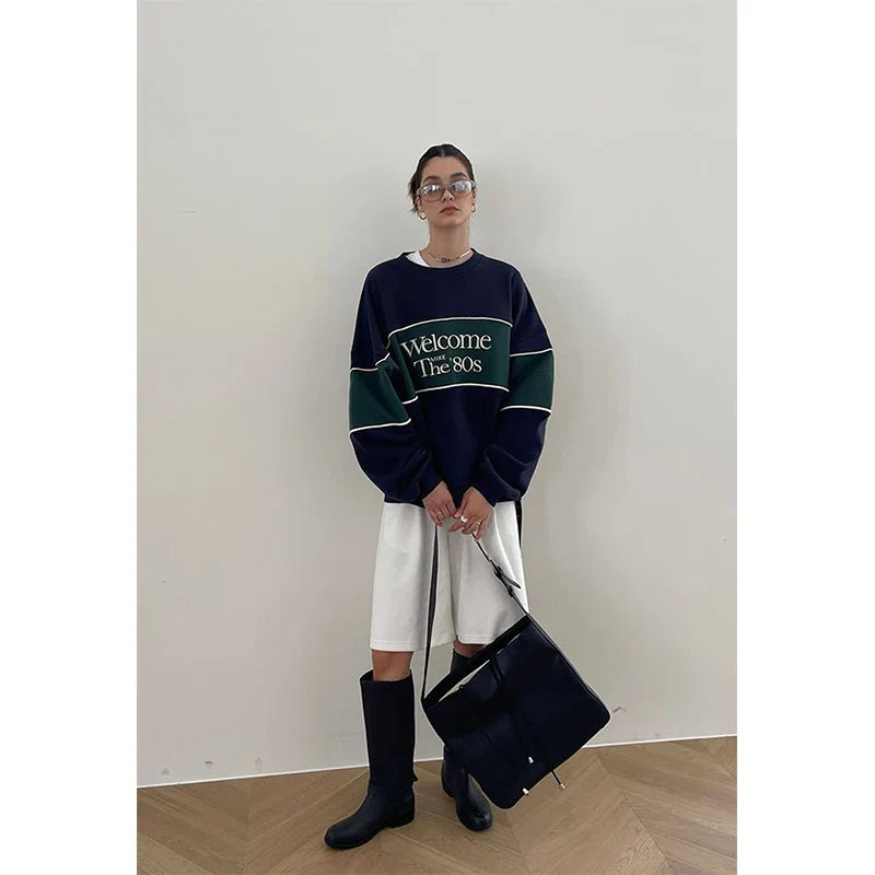 Blue Letter Print Sweatshirt