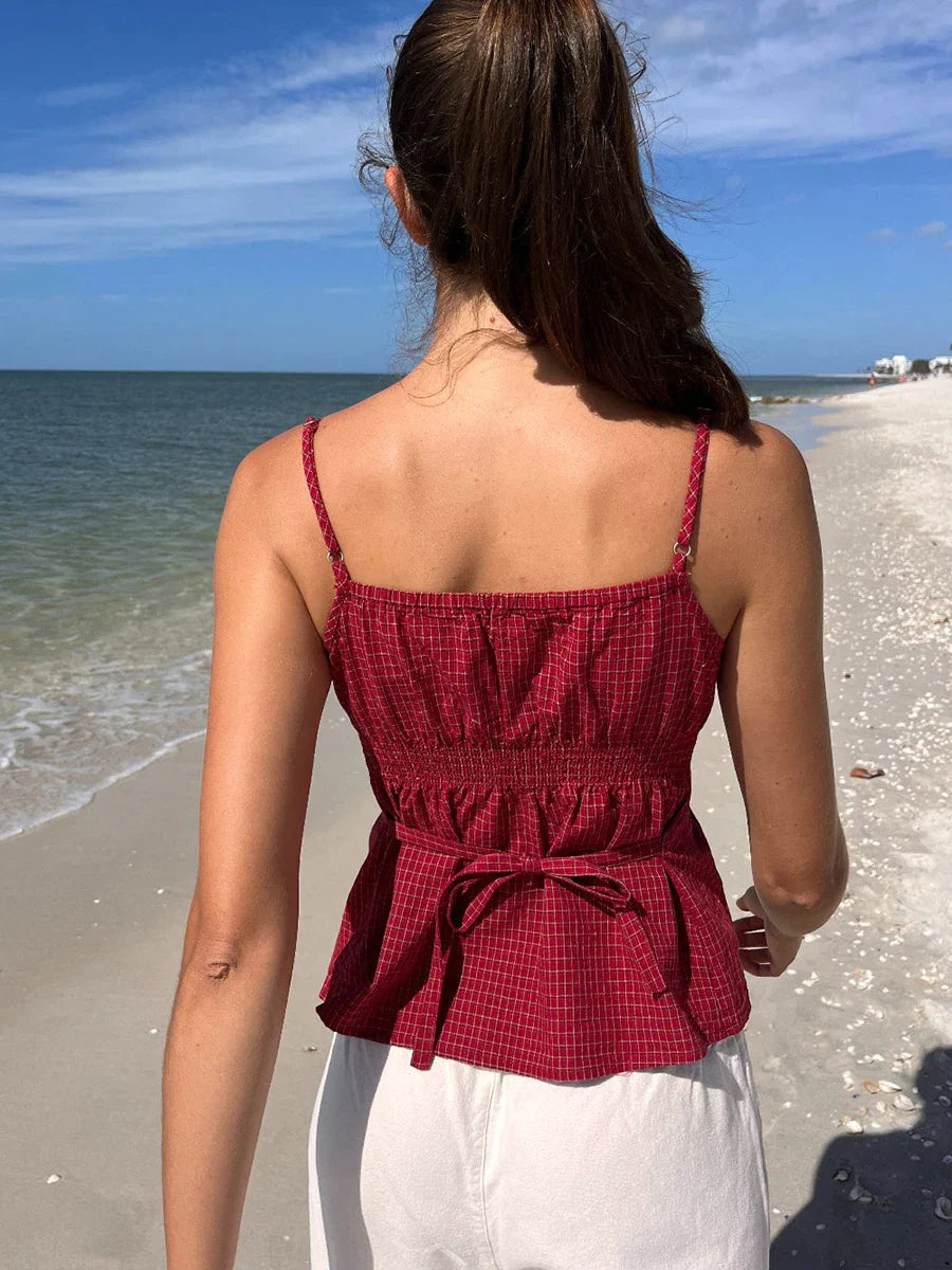 Plaid Printed Babydoll Cami Top