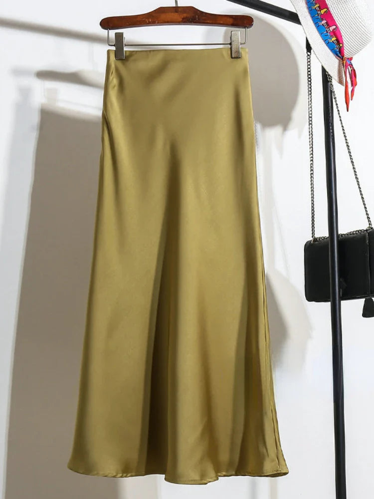 Satin Fishtail Midi Skirt