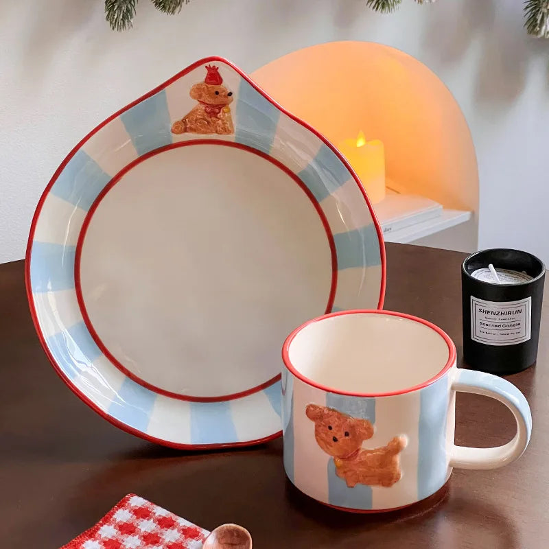 Mug Designer hand-painted birthday dog ceramic coffee mug set High appearance level cup Christmas gift birthday