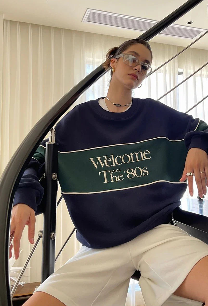 Blue Letter Print Sweatshirt